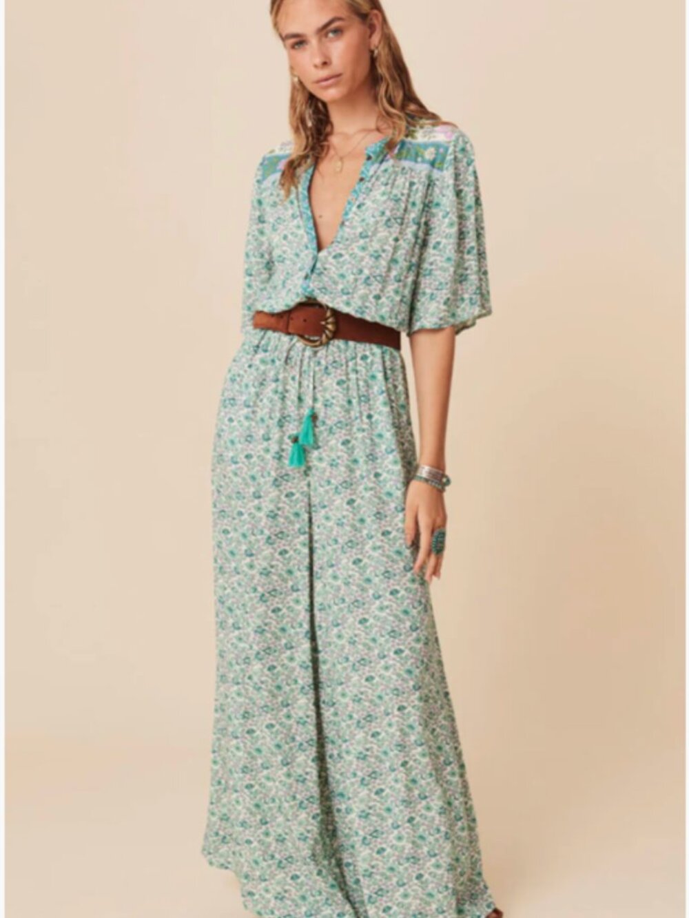 Spell Sienna Jumpsuit Jade Green - Size Small - Boho Wide Leg - NWOT